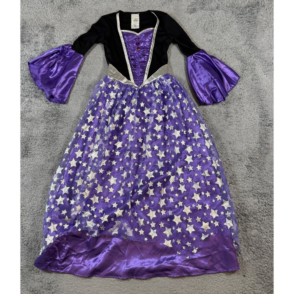 Target Girls Sorceress Witch Costume Medium Purple Silver Star Bell Sleeve